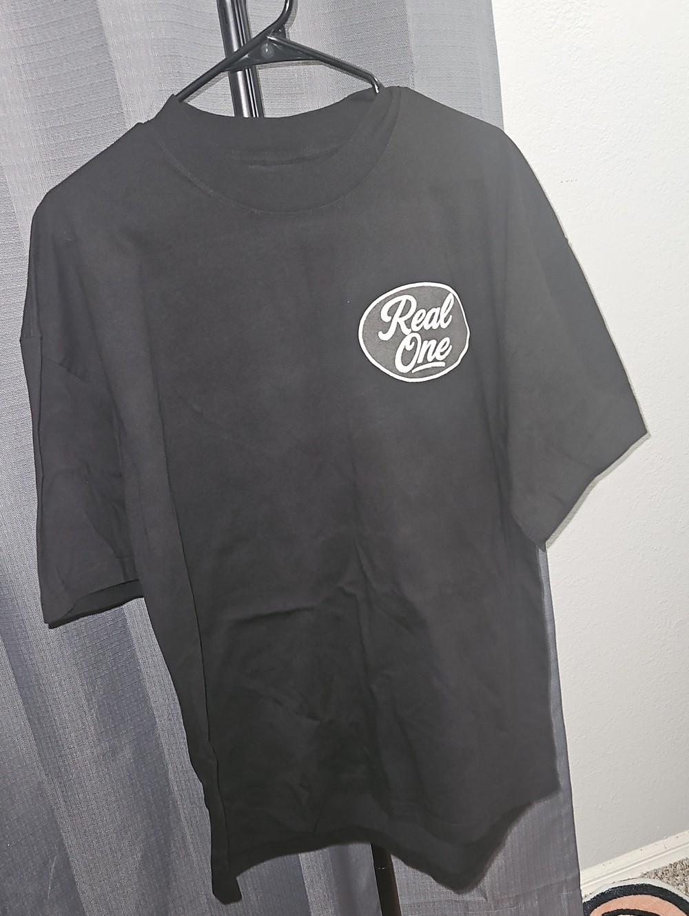 Men's Black Logo T-Shirt Puff-print, Front / Back XL NWOT